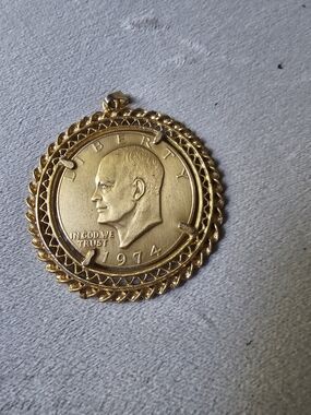 EISENHOWER Gold-Tone 1974 Coin Pendant